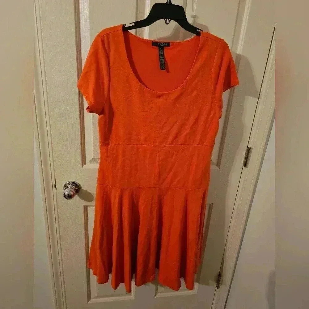 Lauren Ralph Lauren Orange Viscose Blend Dress Size XL